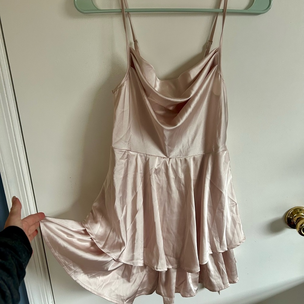 Cider Blush Satin Layered Jumpsuit